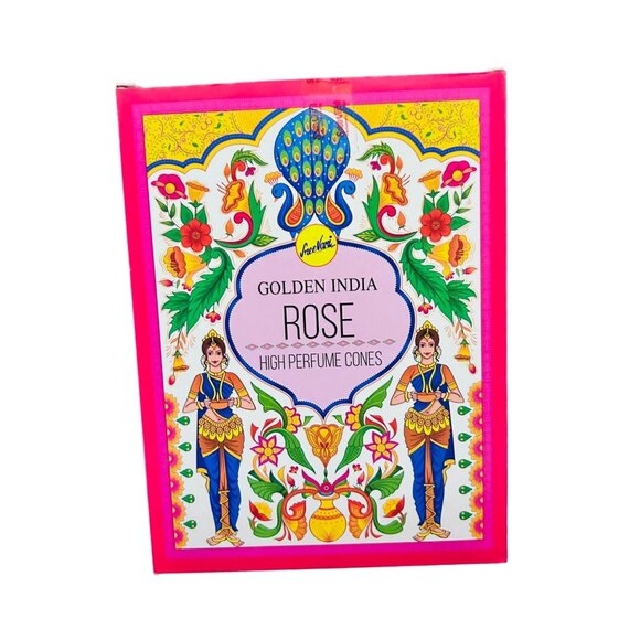 Sree Vani Golden India Rose Backflow Incense Cones - 12 Packets, 120 Cones Total - Picture 2 of 2